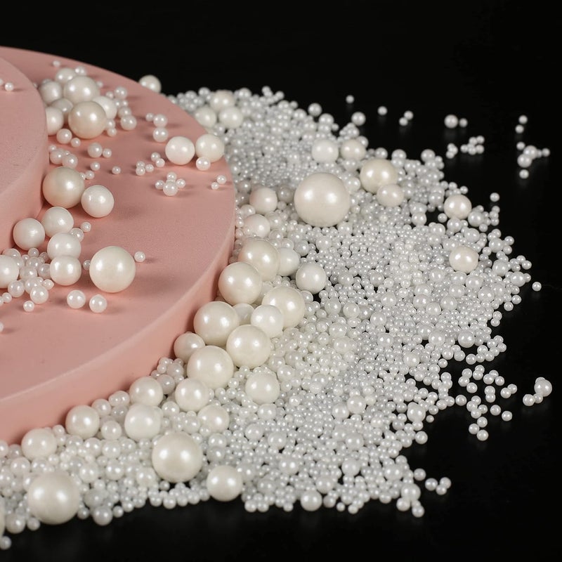 Kasvan White Pearl Sugar Sprinkles - Edible Candy Pearls - Image 2